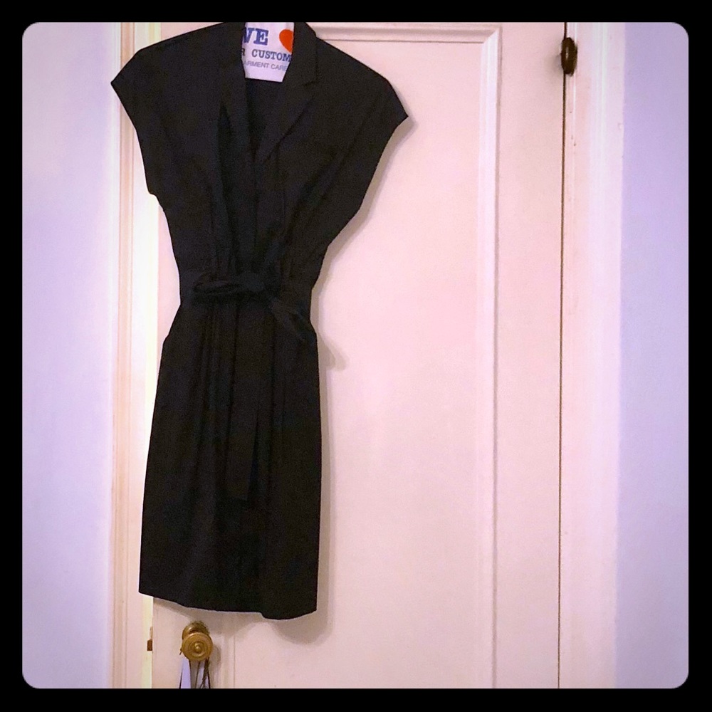 Sleeveless black button down Theory dress